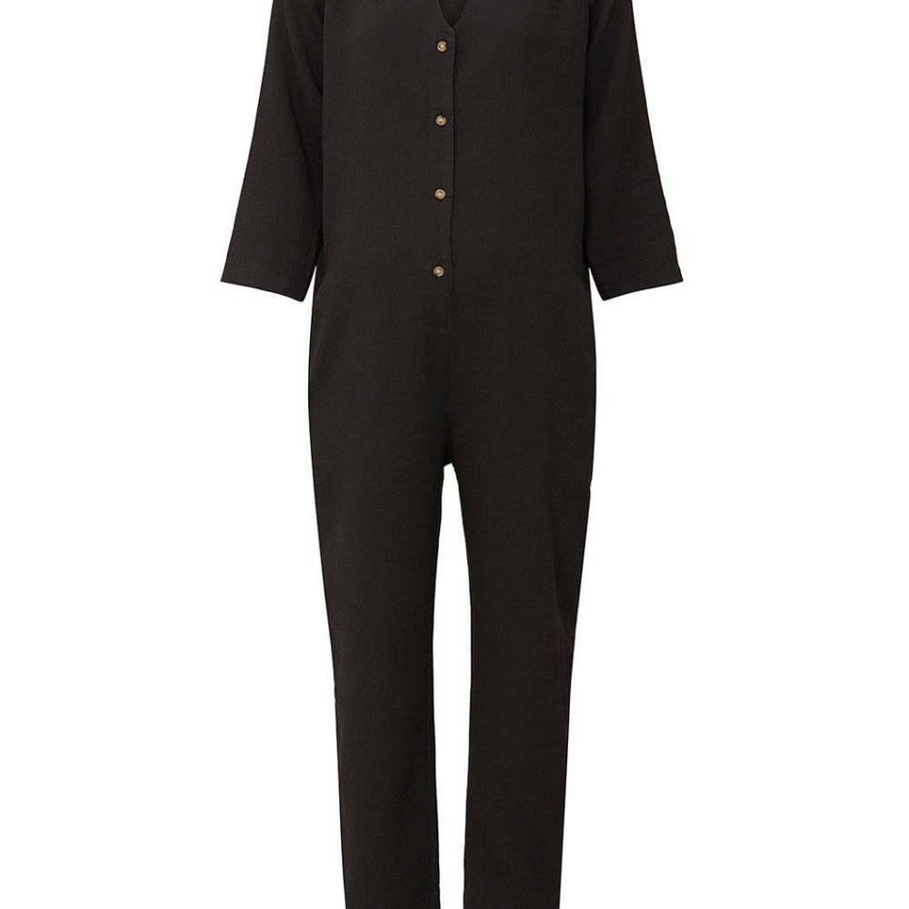Hatch Black Long-Sleeve Jumpsuit